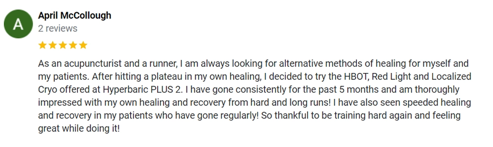 Hyperbaric Gilbert AZ Testimonial